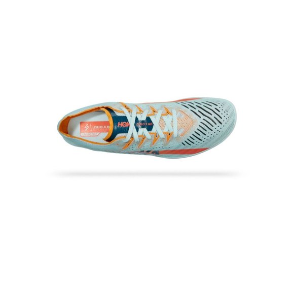 Hoka Cielo X MD Mens Track Spikes Ice Blue Orange Carbon‎ Plate Racing Shoes NEW